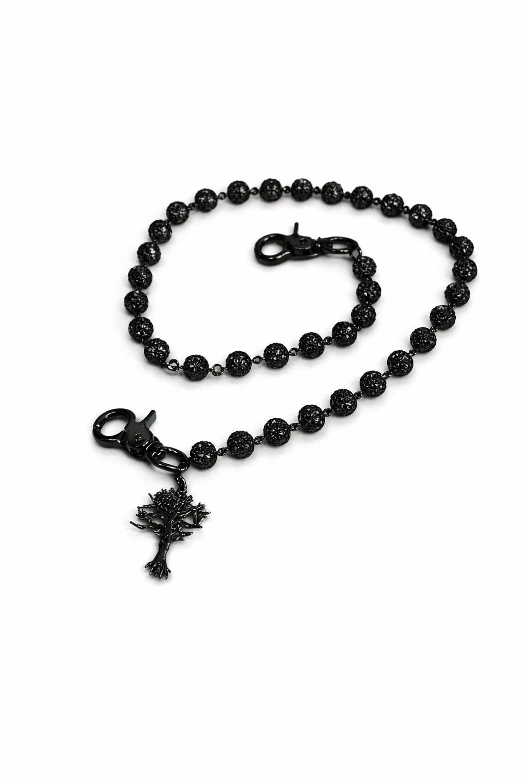 Black Crystal stone wallet chain